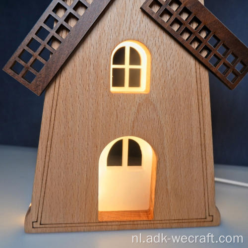 Woondecoratie Houten lamp Windmolen Design Nachtlampje